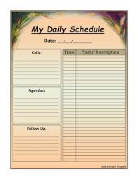 daily schedule templates excel word