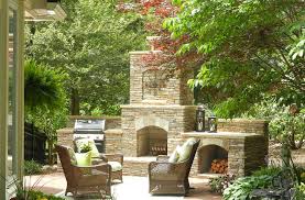 Outdoor Stone Fireplace Installation In