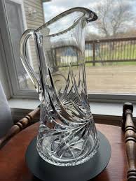 Vintage Cut Crystal Glass Pitcher Mid