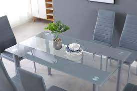 Best rooms in grey colour. Stunning Grey Glass Dining Table Set With 4 Or 6 Grey Faux Leather Chairs Cosy Home