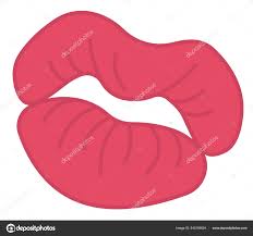 vector drawing red shaped kissing