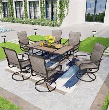 7pc Metal Patio Dining Set With 60 X37