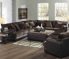 living room decor with dark brown couch