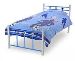 metal beds soccer 3ft single light blue