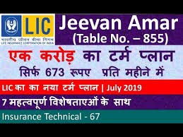 Lic Jeevan Amar Plan No 855 Lic S New Term Plan