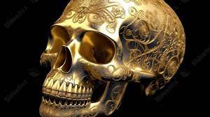 3d golden skull stock images 285734904