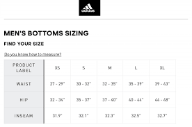 Adidas Mens Apparel Size Chart