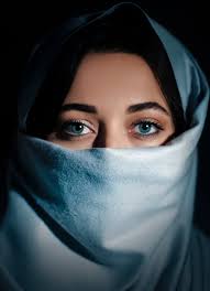 a woman wearing blue hijab free stock