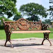 Rustic Cast Iron Dog Two Seater Bench