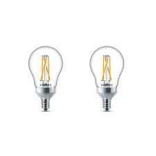 Philips 60 Watt Equivalent A15 Dimmable Candelabra Base Led Light Bulb With Warm Glow Dimming Effect Soft White 2 Pack 548999 The Home Depot