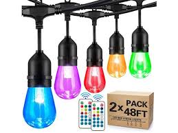 2 Pack 48ft Outdoor Rgb String Lights