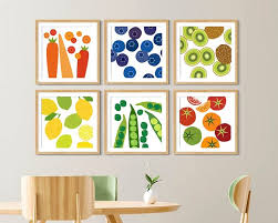 Kitchen Wall Art Set Of 6 Prints Food