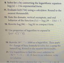 Logarithmic Equation Chegg