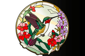 Free Stained Glass Hummingbird Window