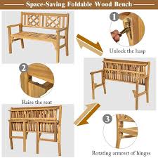 Costway Patio Outdoor Solid Wood Bench