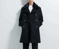 Zara Mens Black Double Ted Coat