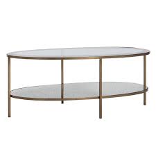 Percy Oval Glass Gold Coffee Table