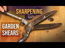 sharpening garden shears with a