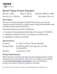 novex sharp protein standard invitrogen