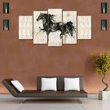 Black Horse 5 Piece Canvas Wallart Hd