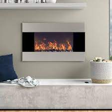 stainless electric fireplace wall mount
