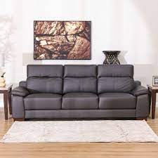 efraim 3 seater half leather sofa