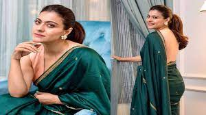 Kajol wore a gorgeous green sari with a nude blouse - Times of India
