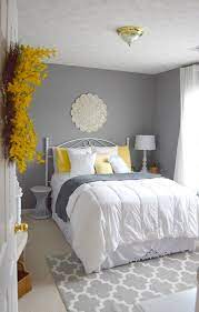 Guest Bedroom Gray White And Yellow