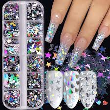 Buy Holographic Nail Art Glitter Sequins Laser Mickey Mouse Nail Art  Supplies 12 Grids Holographic Minnie Mouse Nail Decals 3D Butterfly Letter  Heart Nail Art Stickers Flakes for Acrylic Nails Decorations Online
