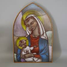 Opaline Glass Icon H37cm Our Lady And