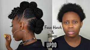 Actually, they may never cut hair shorter because they are afraid that short hair updo hairstyles are not possible. Easy Protective Style Faux Hawk Updo With Afro Bangs On Short Natural Hair Tutorial Youtube