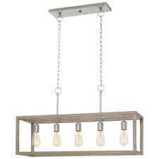 Home Decorators Collection Boswell Quarter 5 Light Brushed Nickel Island Chandelier With Weathered Wood Accents 7965hdcdi The Home Depot