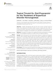 Pdf Topical Timolol Vs Oral Propranolol For The Treatment