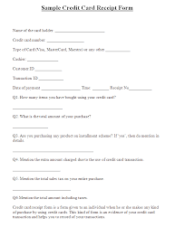 Credit Card Receipt Form Template