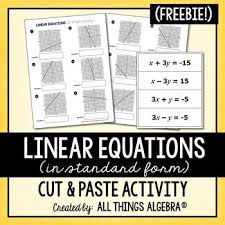 linear equations cut paste activity