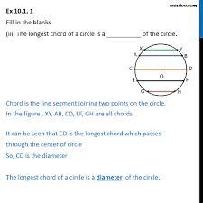 Ex 10.1, 1 (iii) - The longest chord of a circle is __ of the circle