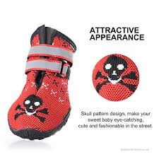 Petacc Dog Boots Fashion Skull Design Paw Protector With