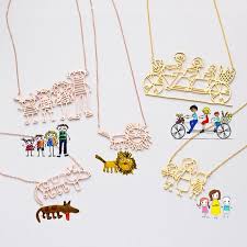 Actual Kids Drawing Necklace Children Artwork Necklace Kid Art Gift Personalized Necklace Special Gift For Mom Grandma Gift Nm19