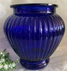 Vintage Cobalt Blue Glass Ribbed Design