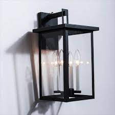 Maxax Hawaii 16 7 In H 4 Bulb Black White Hardwired Outdoor Wall Lantern Sconce With Dusk To Dawn 2530 4wl
