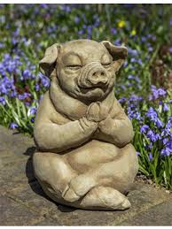 Zen Pig Animal Statue Cast Stone Garden