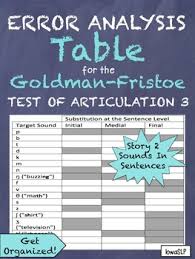 Goldman Fristoe Test Of Articulation 2 Worksheets Teaching