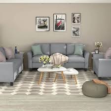 1 seat linen upholstered sofa set grey