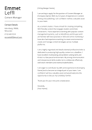 content manager cover letter exle