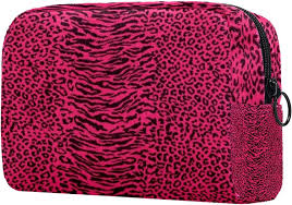 pink leopard makeup bag cute portable