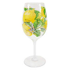 Lemon Print Acrylic Wine Glass