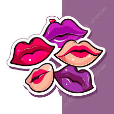 four cute lips sticker with various