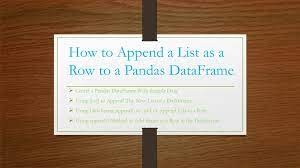 pandas append a list as a row to