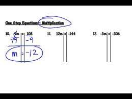 one step equations with negative