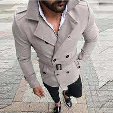 Men Business Trench Coat Overcoat Long